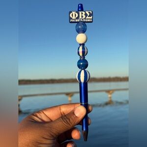 Blue and White Handmade Beaded Pen